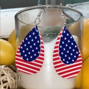 American flag leather earrings